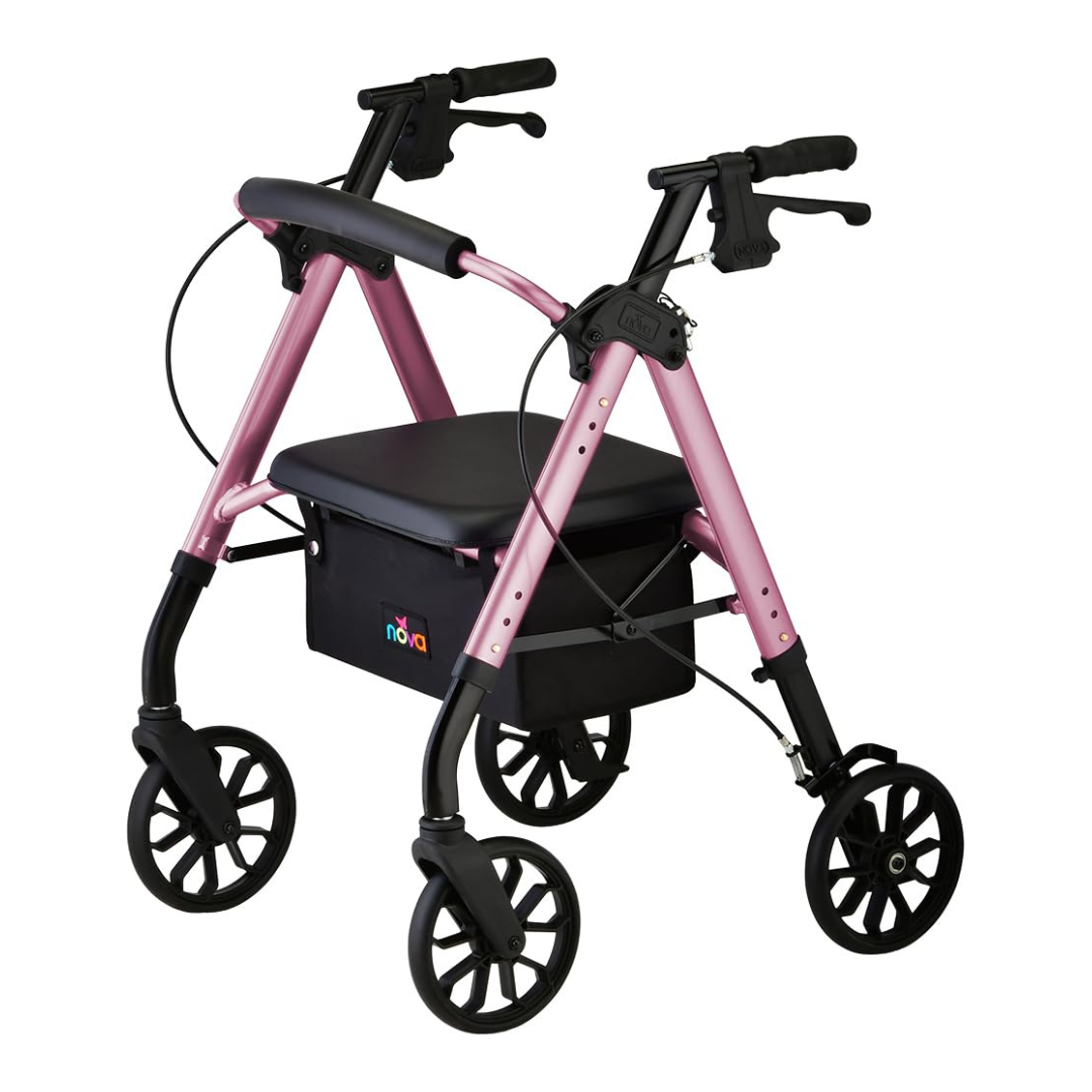 Nova Medical 4278 Star Folding Rollator Walker - Petite Size - Height 4'10" - 5'4" - Senior.com Junior Rollators