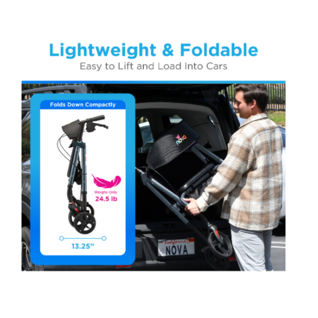 Nova Medical 4259 Star HD Lightweight Bariatric Folding Rollators - Senior.com Rollators
