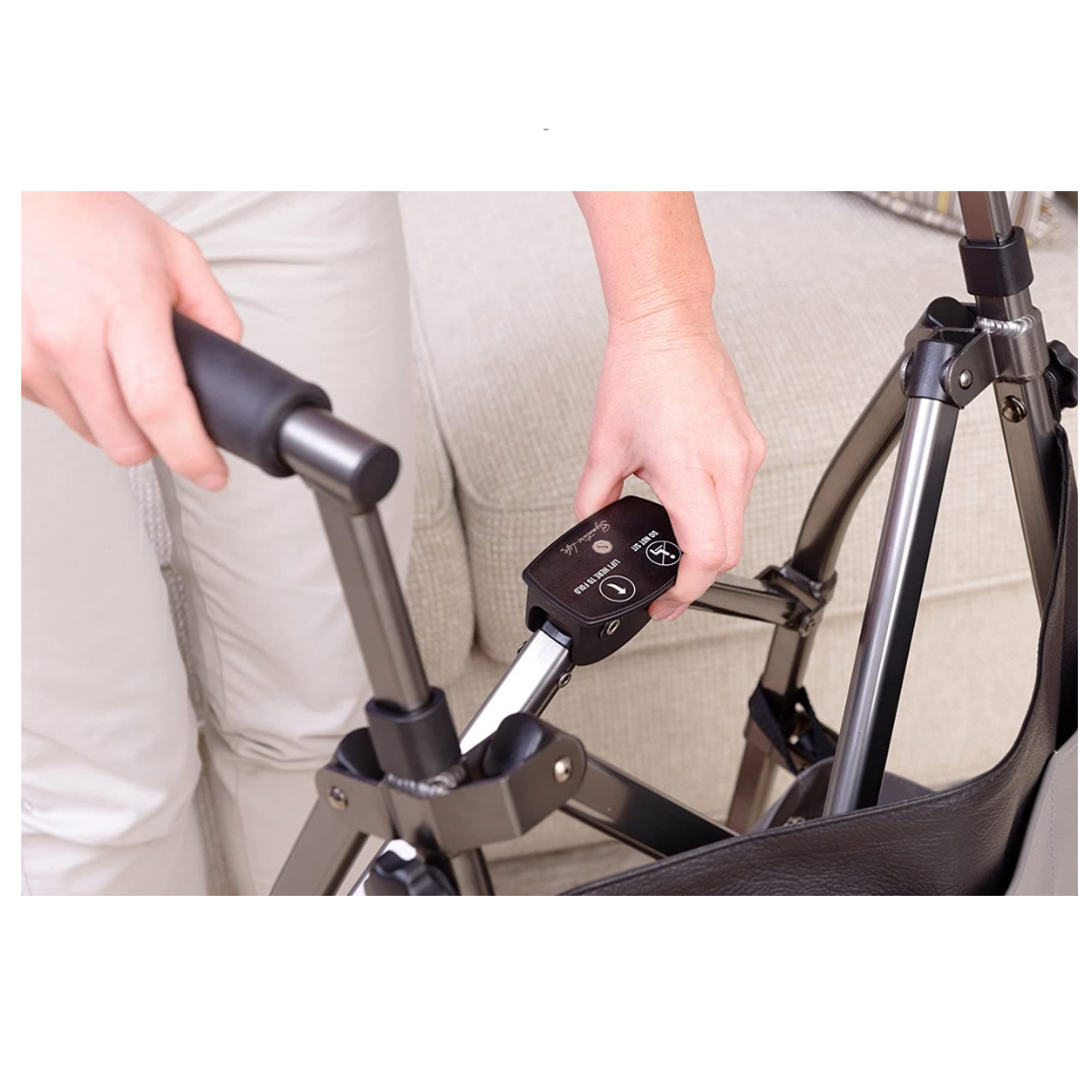 Signature Life Folding Elite Travel Rolling Walker with 2 Wheels - Weighs Only 8 lbs - Senior.com walkers