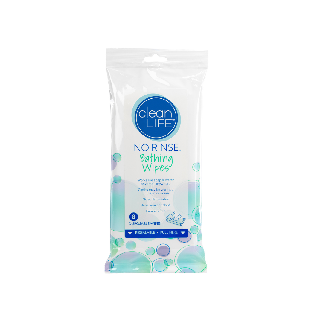Clean Life No Rinse Bathing Wipes – 8 Wipes Per Pack - Senior.com Bathing Wipes