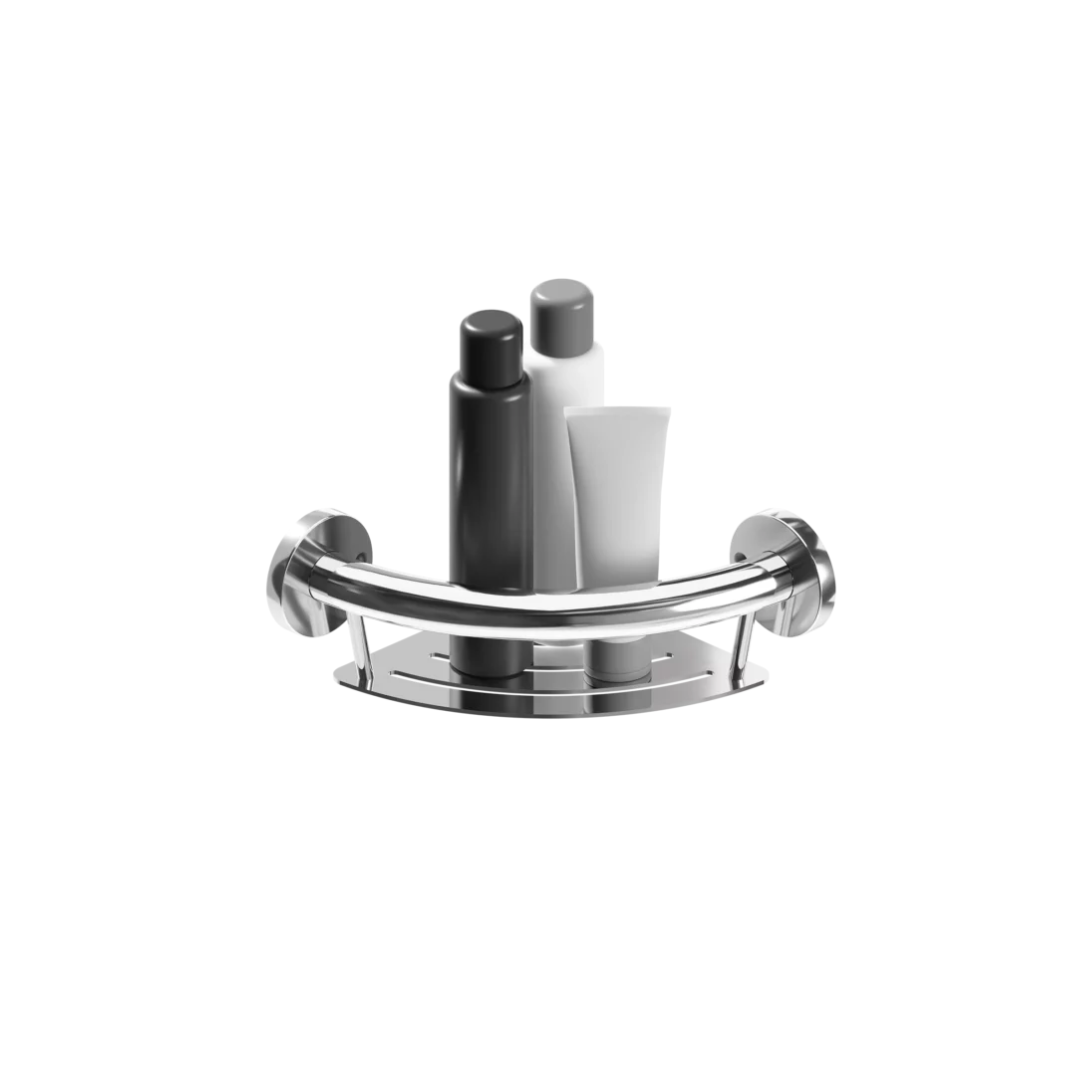 HealthCraft Plus Series Bathroom Grab Bar & Corner Shelf - Senior.com Grab Bars & Safety Rails