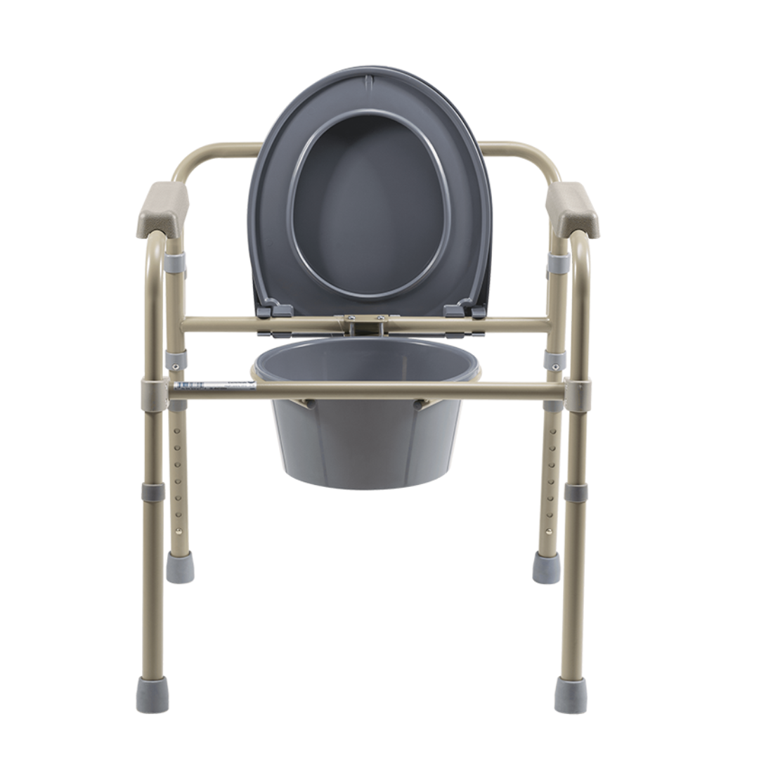 Dynarex Steel Folding Bedside Commode - Raised Toilet Seat & Toilet Safety Frame - Senior.com Commodes