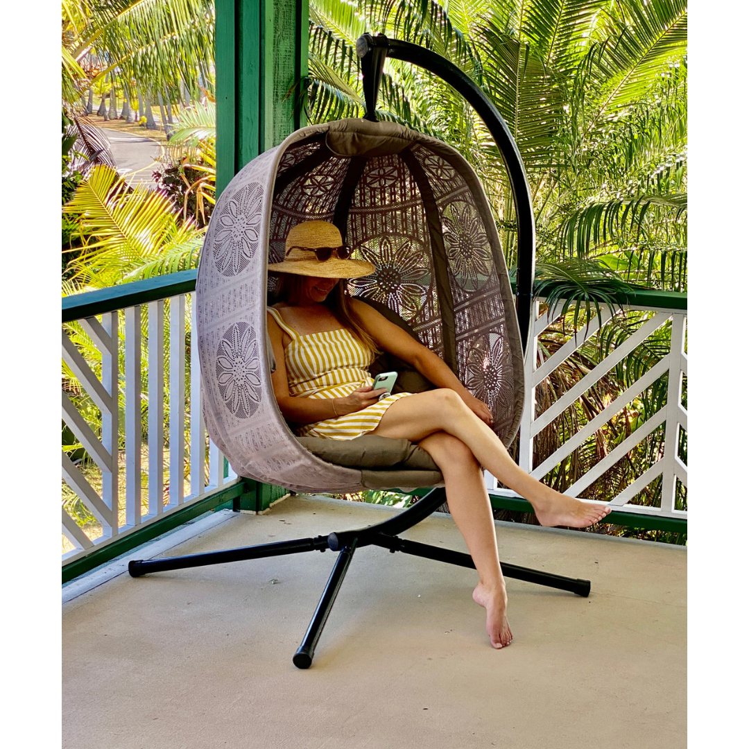 FlowerHouse Hanging Egg Patio Chairs with Stand - Indoor & Outdoor - Senior.com Hanging Chairs