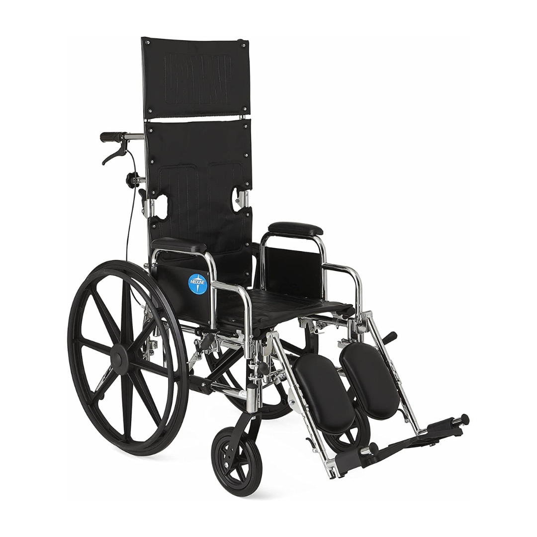Medline Excel Chrome Reclining Wheelchairs -  Desk Length Arms & ELR - Senior.com Reclining Wheelchairs