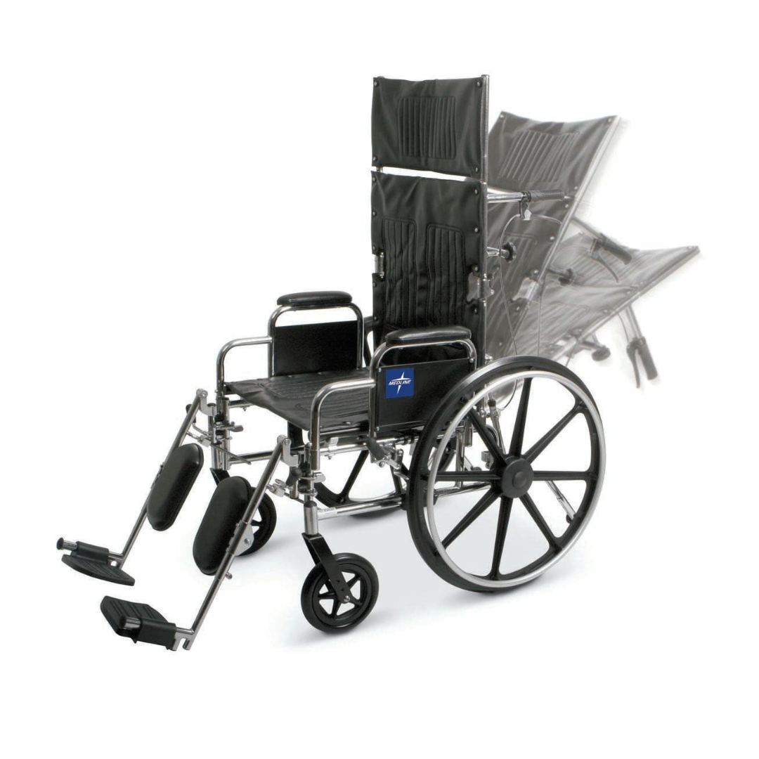 Medline Excel Chrome Reclining Wheelchairs - Desk Length Arms & ELR - Senior.com Reclining Wheelchairs
