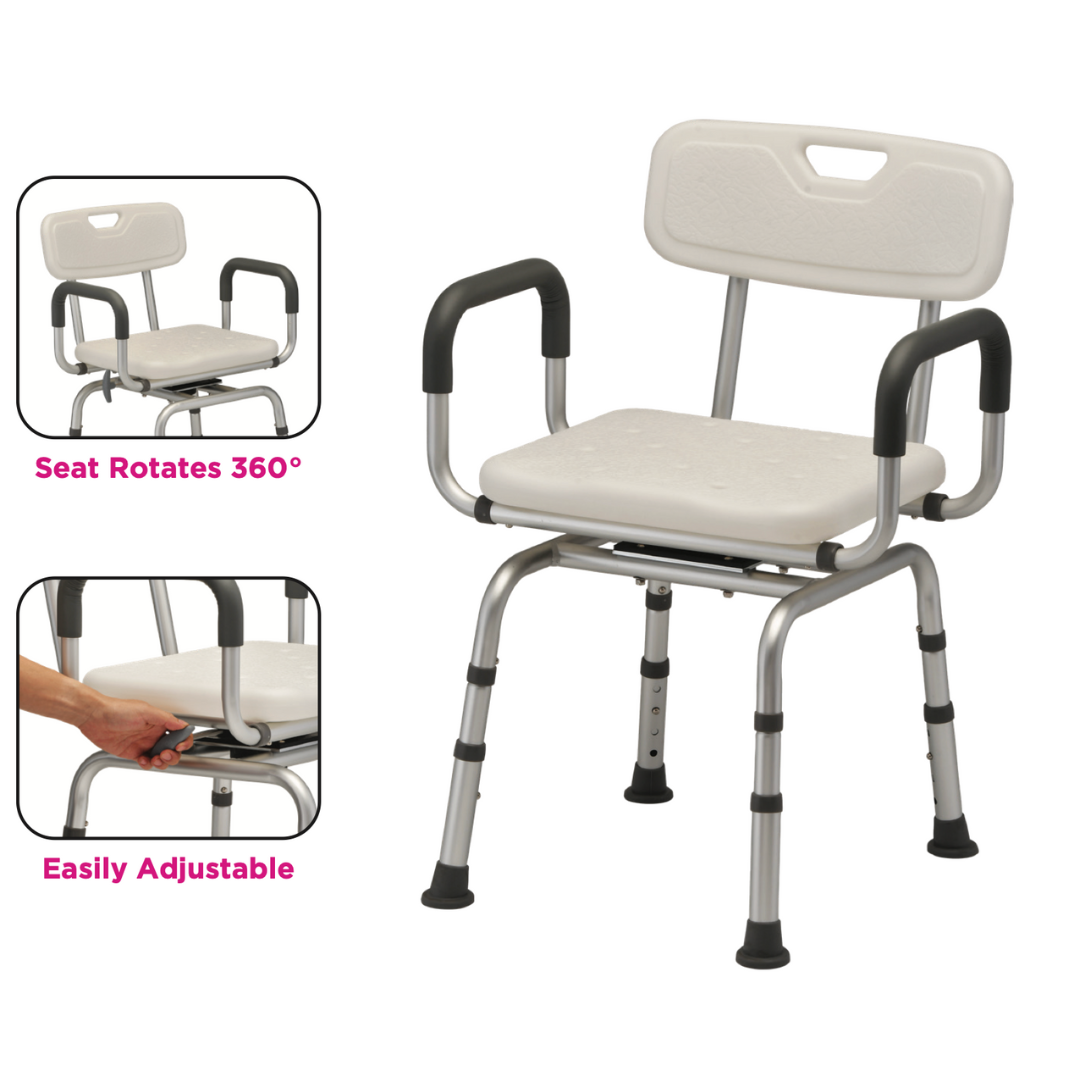 Nova Medical Bathroom Shower Chair with 360° Swivel Seat - Senior.com Shower Chairs