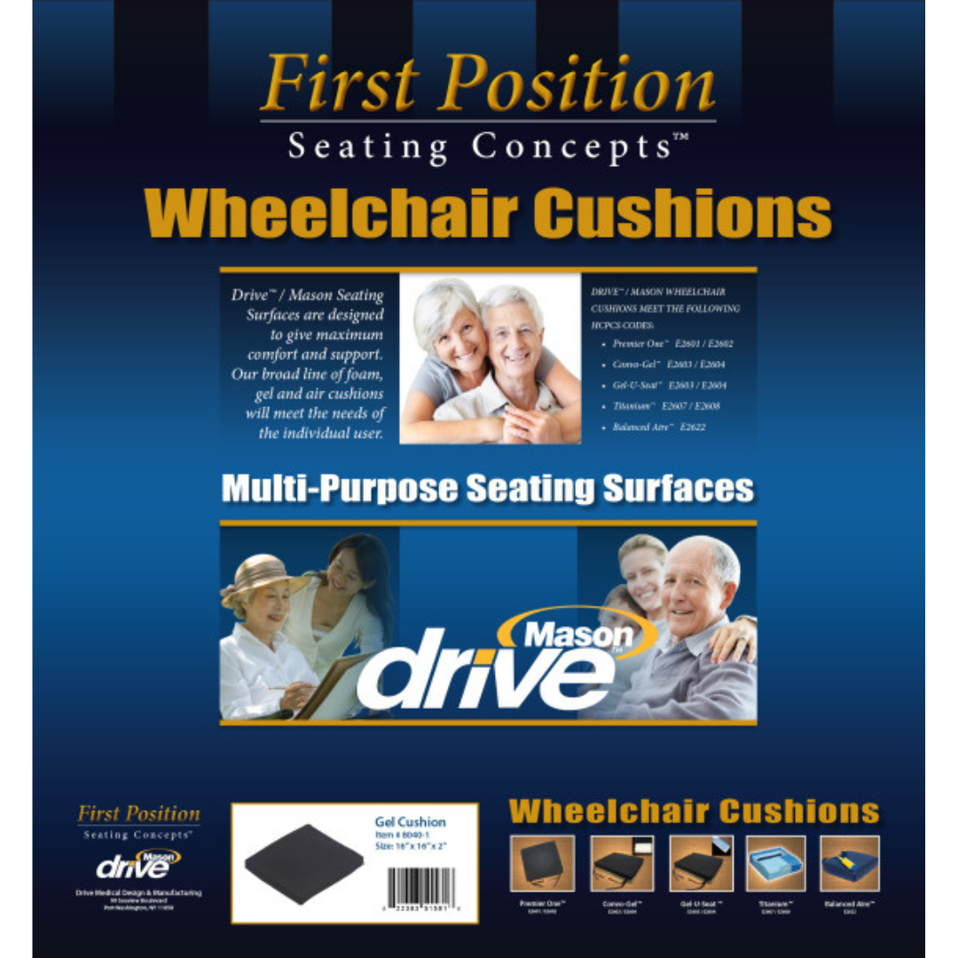 Drive Medical Gel-U-Seat™ Lite General Use 2" Gel/Foam Wheelchair Cushion - Senior.com Cushions