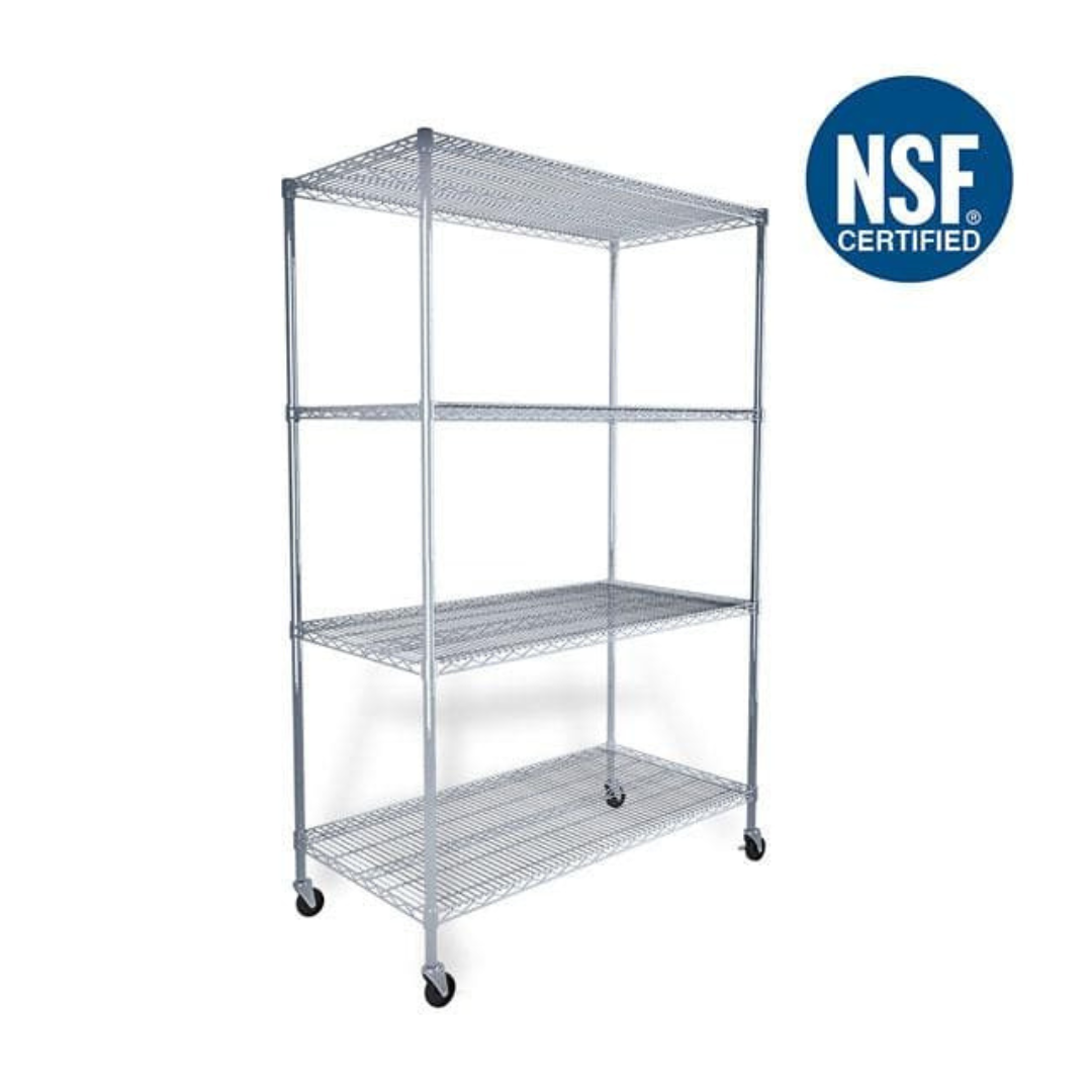 SafeRacks 4-Tier Wire Shelving Storage Racks on Wheels - 24” x 48” x 72” - Senior.com Storage Racks with Wheels