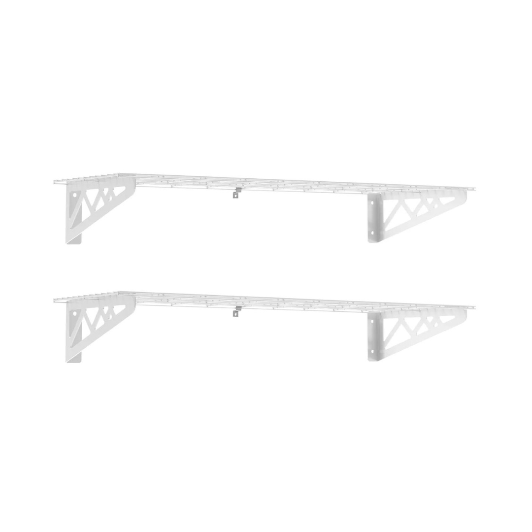 SafeRacks Garage Wall Shelves - 2 Pack Combo Set with 4 Hanging Hooks