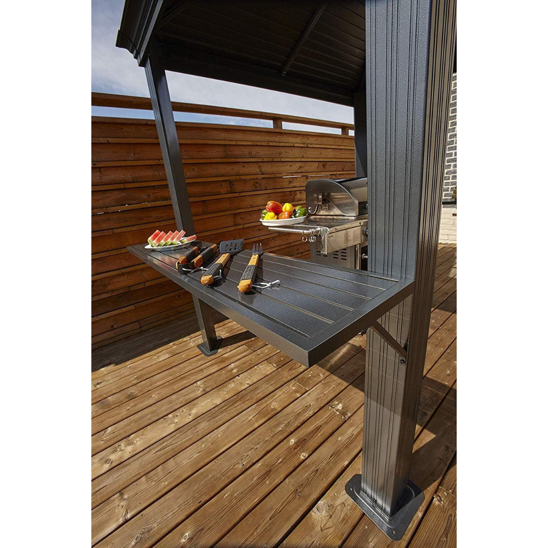 Sojag Mykonos Hardtop Grill Gazebo with Shelving Outdoor Sun Shelter - 5' x 8' - Senior.com Gazebo