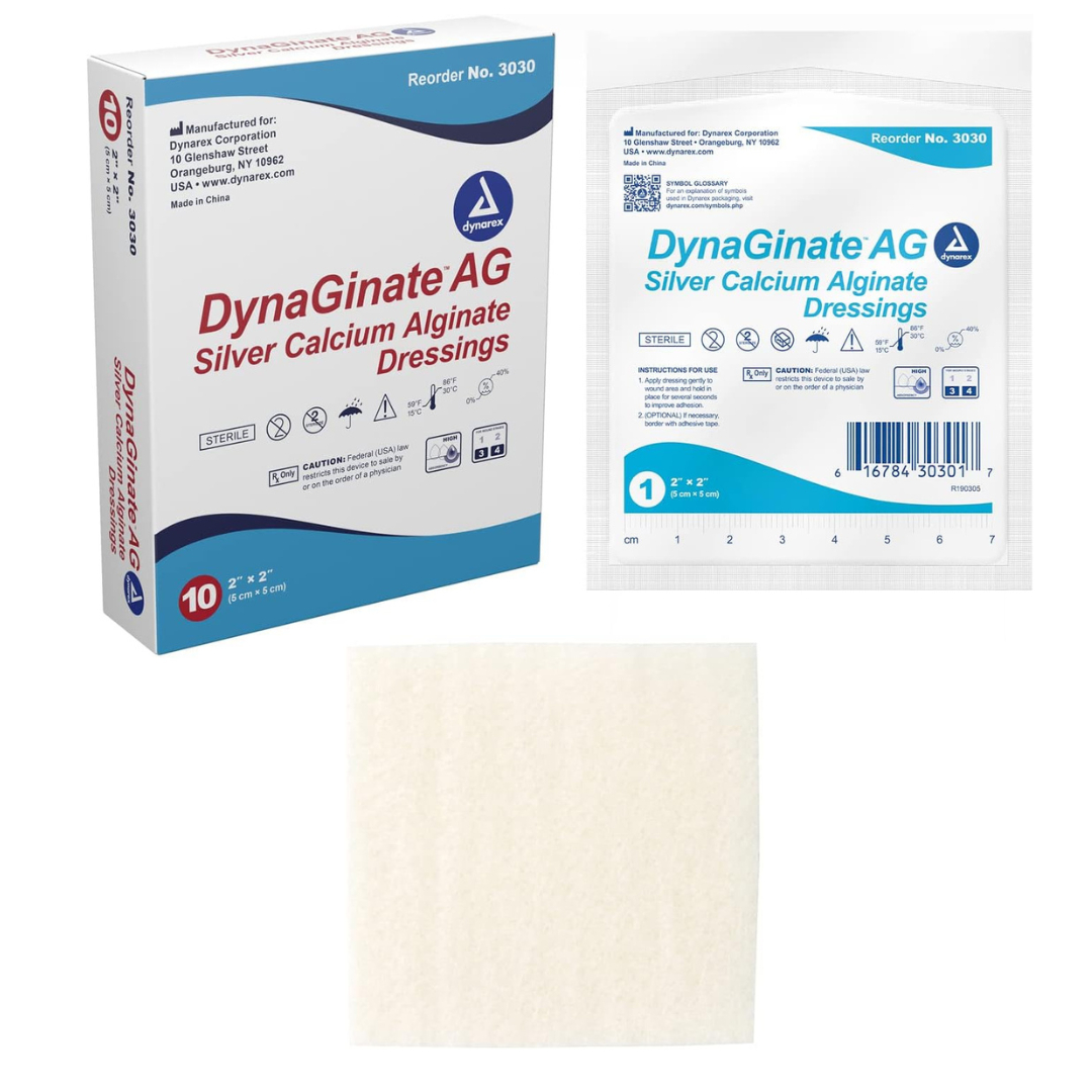 Dynarex DynaGinate AG Silver Calcium Alginate Dressings - Senior.com Dressings