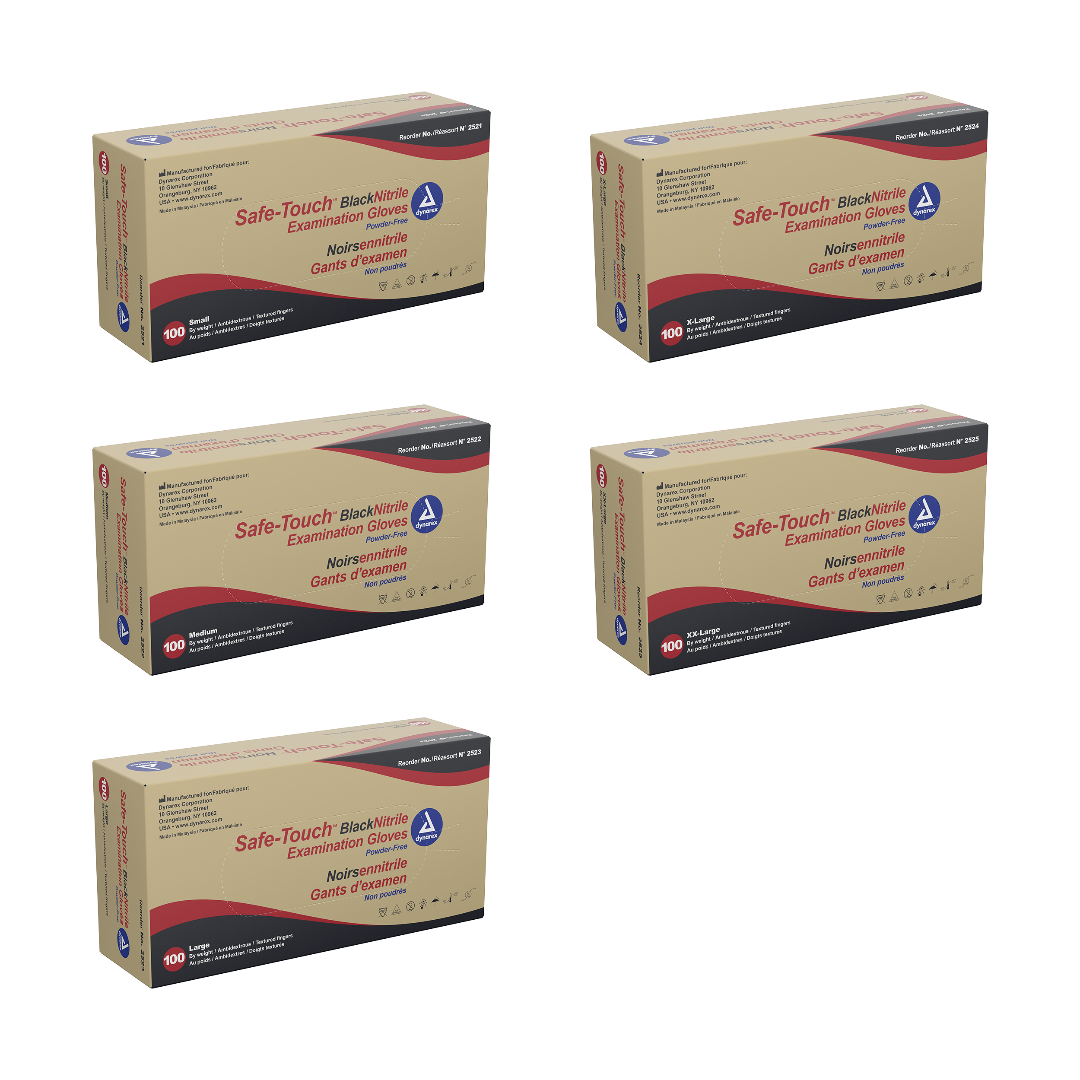 Dynarex Safe-Touch Black Nitrile Exam Gloves - Powder-Free - Senior.com Exam Gloves
