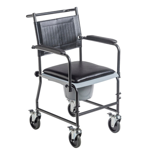 Drive Medical Upholstered Drop Arm WheeledShower Chair Commode - Senior.com Shower Chair Commode