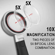 Magnipros 10x Magnifying Glass with Lights & Non Slip Standing Base - Senior.com Handheld Magnifiers