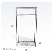 SafeRacks 3-Tier Garment Single Rod Storage Rack - 18″ x 36″ x 72″ - Senior.com Standing Storage Racks