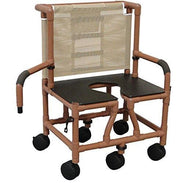 MJM International Bariatric Wood Tone Tilt N Space Shower Chair - Senior.com Shower Chairs