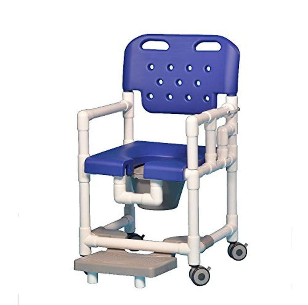 IPU Elite Rolling PVC Shower Chair Commode with Footrest and Left Drop Arm - Senior.com Commodes