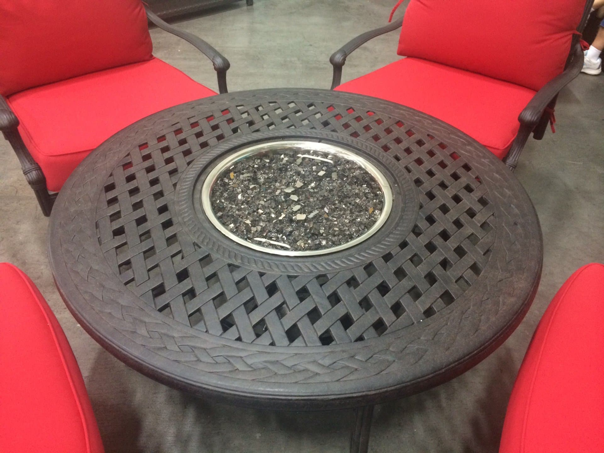 Comfort Care 48" Round Chat Firepit Table Weave with Burner Or Ice Bucket - Senior.com Fire Tables