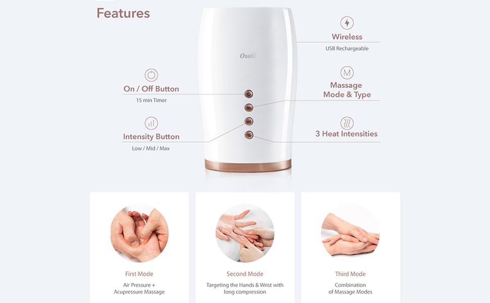 Osaki OS-AA01 Hand Massage Carpal Tunnel Massager Finger Massagers Finger Massage Roller air Therapy - Senior.com Hand Massagers