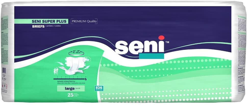 Seni Super Plus Premium Quality Unisex Briefs- Heavy Absorbency - Case of 75 - Senior.com Briefs