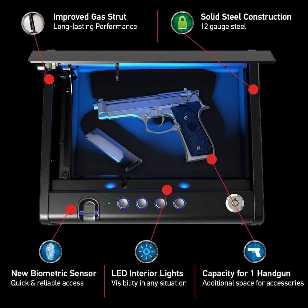 SentrySafe QAP1BLX Biometric Gun Safe with Interior Light - 1 Handgun Capacity - Senior.com Gun Safes