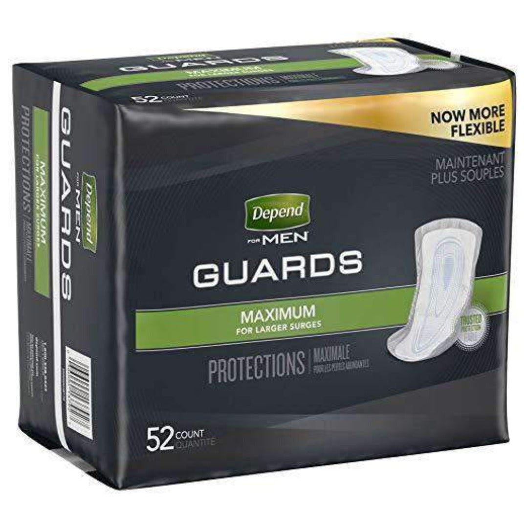 Depend Incontinence Men Guards Maximum Absorbency For Bladder Control - Case of 104 - Senior.com Guards