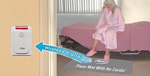 SmartCaregiver Cordless Floor Mat Pressure Pad with Economy Cordless Alarm - 24” x 48” - Senior.com patient Monitors
