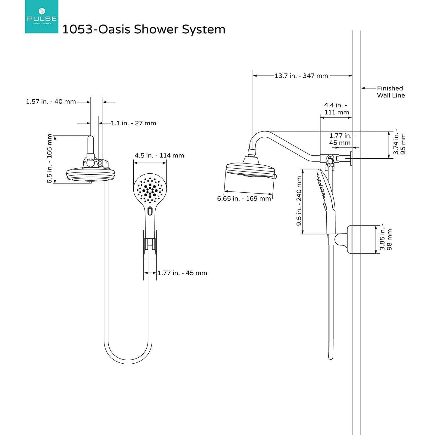 Pulse ShowerSpas Oasis Shower System with 5-Function 7" Showerhead and 6-Function Hand Shower - Senior.com Shower Systems