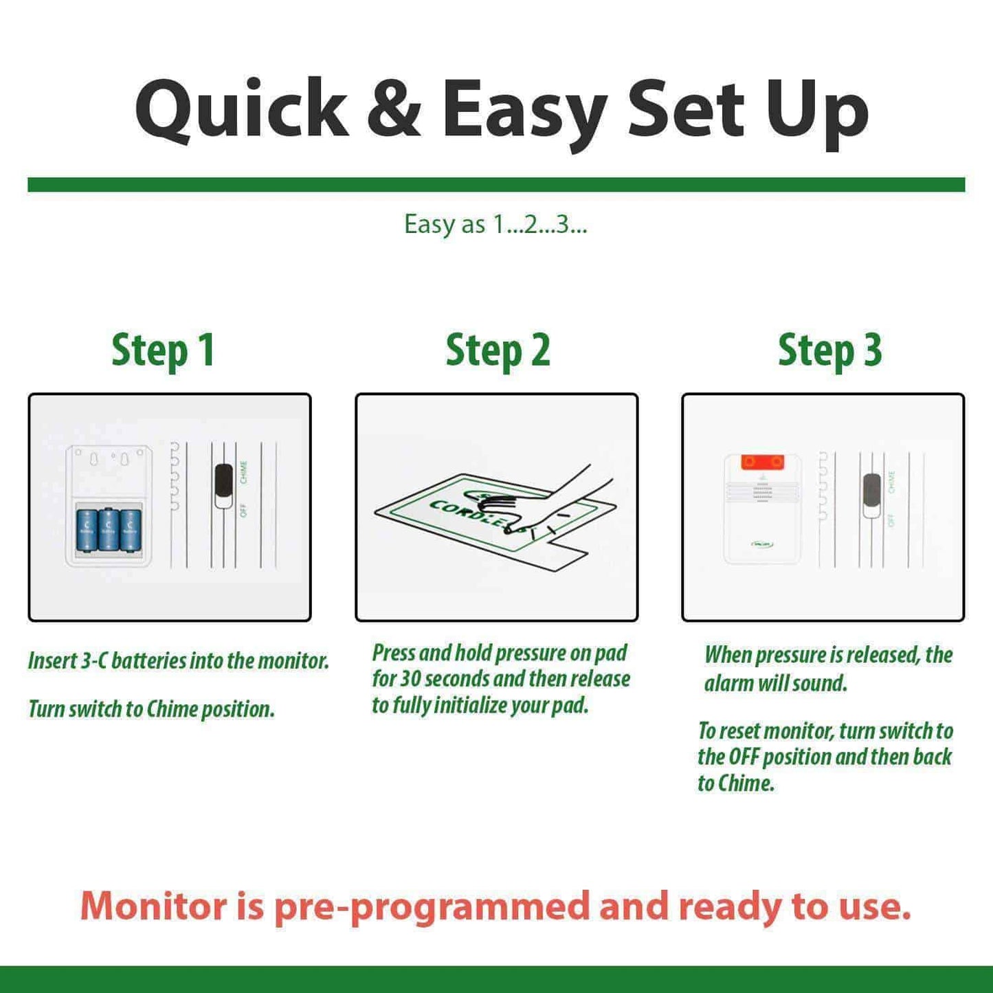 Smart Caregiver Cordless Bed Exit Monitoring System Alarm with Bed Pressure Sensing Pad - Help Prevent Falls & Wandering While Unattended - Senior.com Patient Monitors