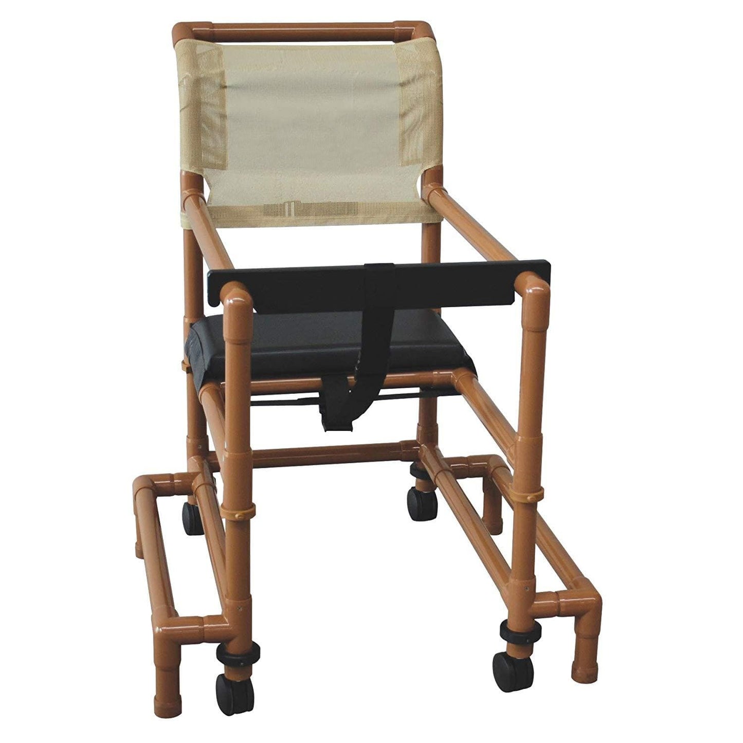 MJM International Wood Tone PVC Frame Outrigger Walker Transport Chair - Senior.com Transport Chairs
