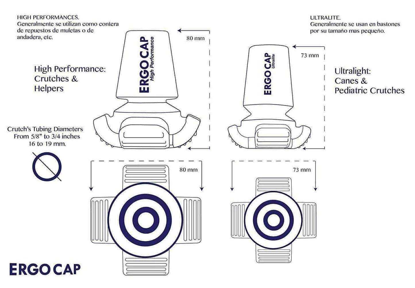 ErgoActives Ergocap High Performance Universal Rubber Crutch Tip - Senior.com Crutch Tips & Accessories