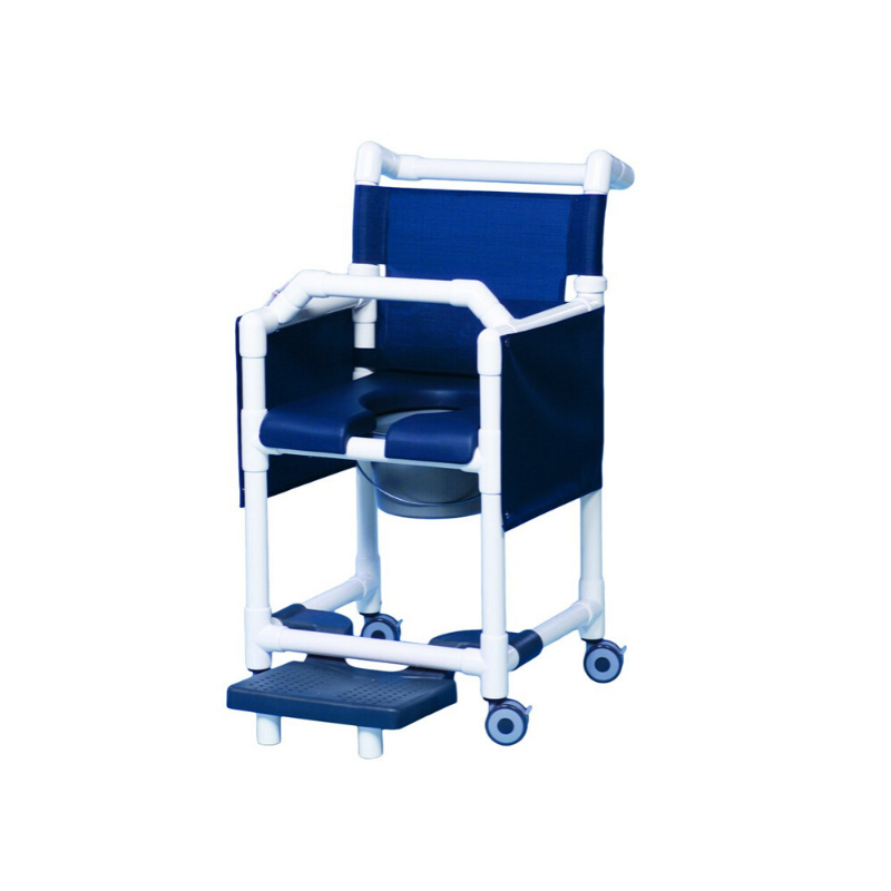 IPU Deluxe Shower Chair Commode with Lap Bar and Privacy Skirt - Senior.com PVC Shower Chairs