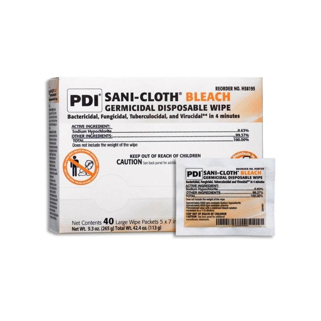 PDI Sani-Cloth Bleach Germicidal Disposable Surface Cleaning Wipes - Individually Packed - Senior.com Bleach