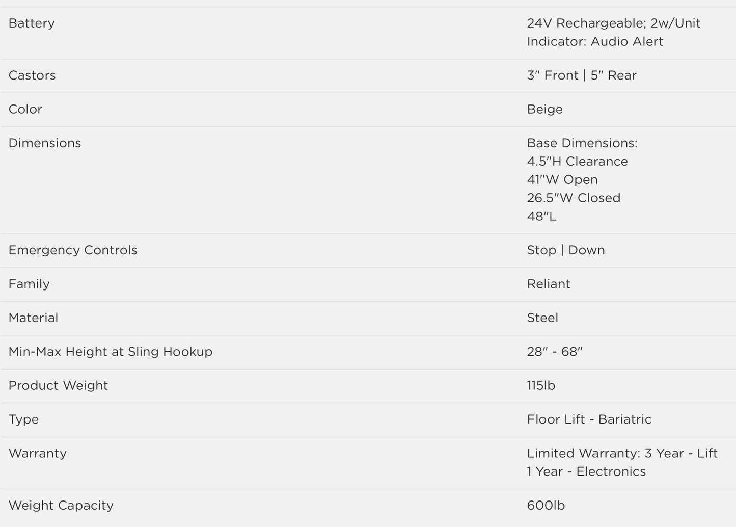 Invacare Reliant 600 Heavy-Duty Power Lift with Power Opening Low Base - Senior.com Patient Lifts