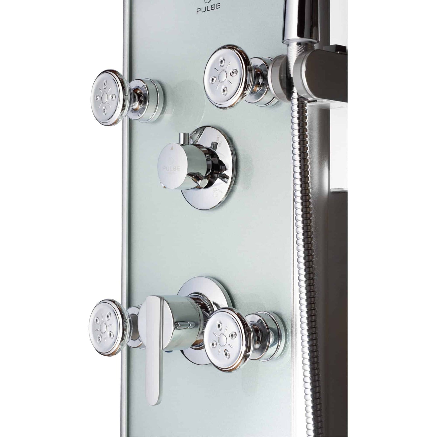 Pulse Shower Spa Kihei II Luxury System with Silver Glass and Chrome Hardware - Senior.com Shower Systems