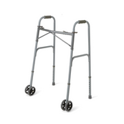 Medline Extra Wide Bariatric Walker with Wheels - 600 lb Capacity - Senior.com 2 Button Walkers
