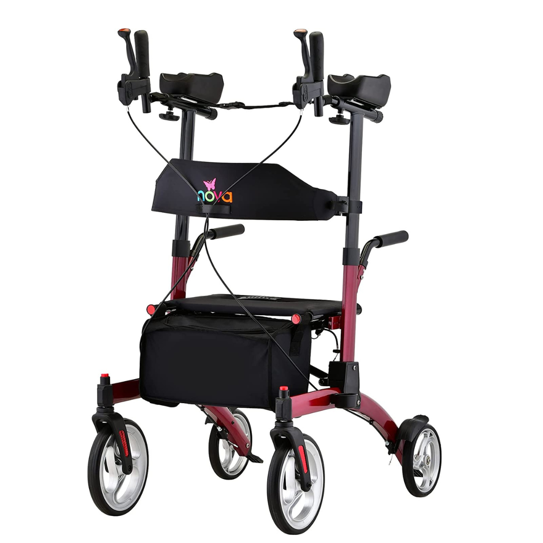 Nova Medical 4802 Dragon Fold n’ Go Rise UP Rollator Upright Standing Walker - Senior.com Upright Walkers