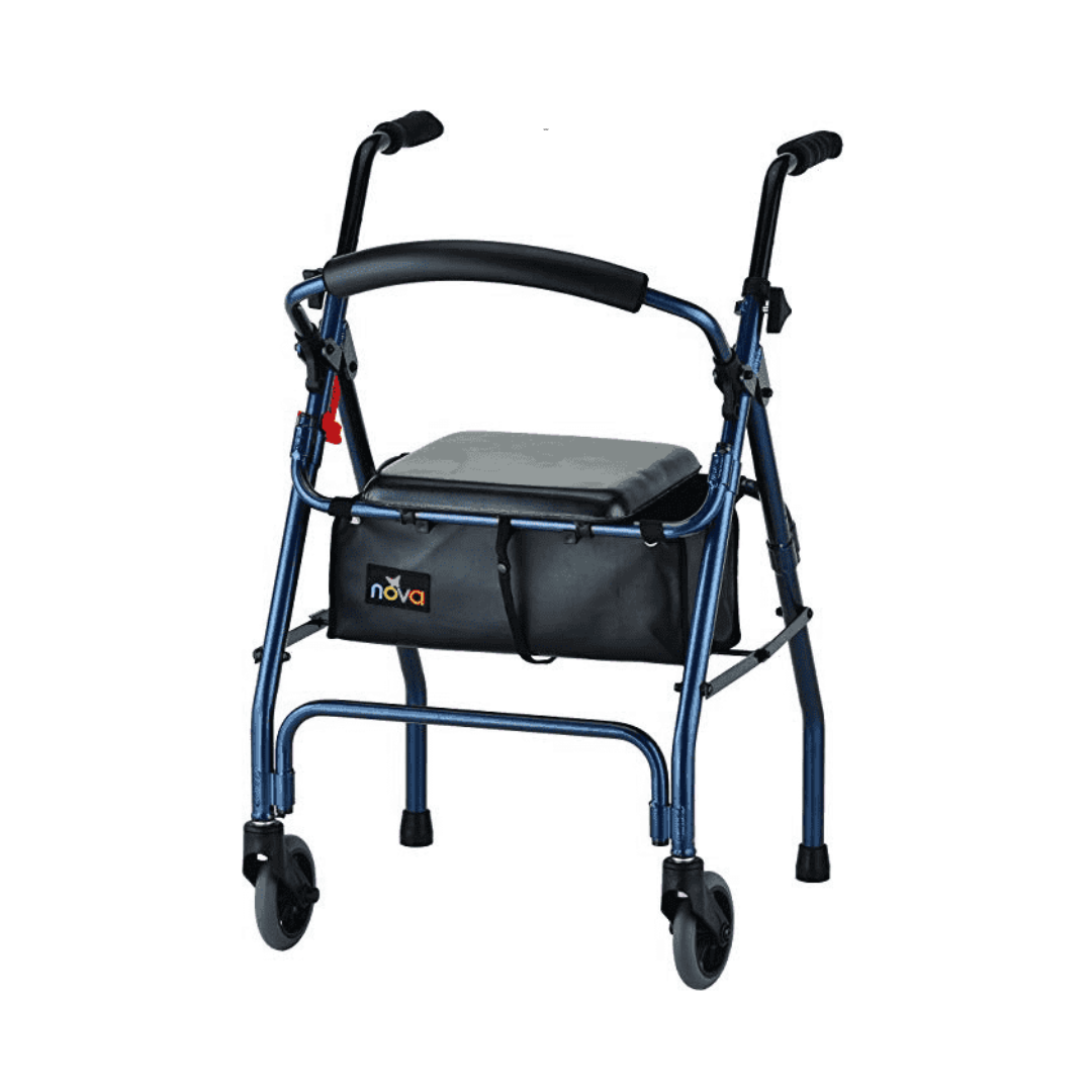 Nova Medical 4201 Lightweight Folding Cruiser II Walker Hybrid - Blue - Senior.com walkers