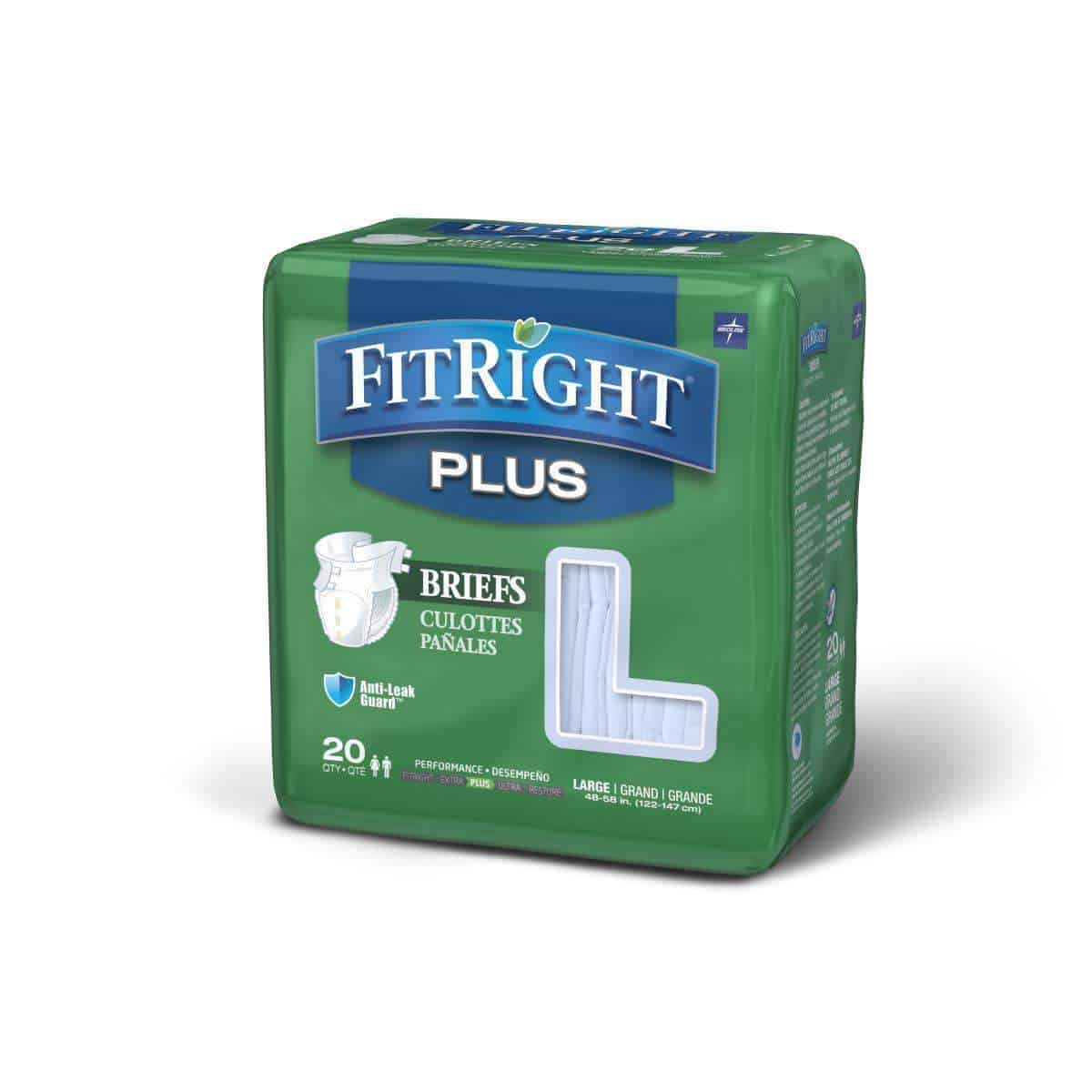 FitRight Plus Adult Diapers - Unisex Disposable Incontinence Briefs with Tabs - Moderate Absorbency - Senior.com Incontinence