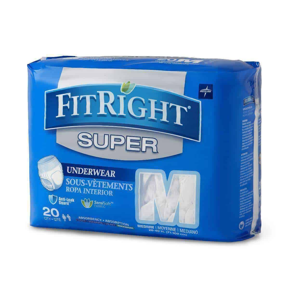 Medline FitRight Underwear Ultra Absorption Adult Diaper Size