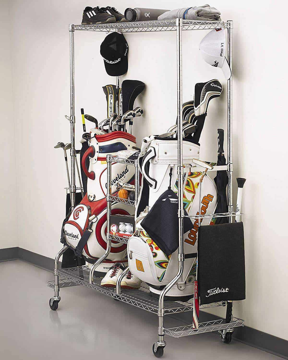 SafeRacks Golf Equipment Organizer & Rolling Storage Rack - Senior.com Golf Storage