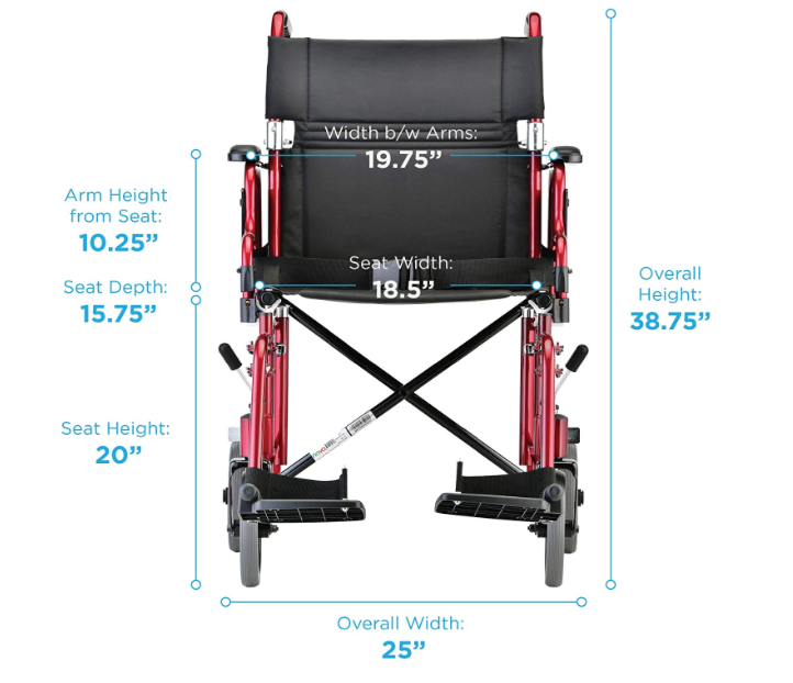 Nova Medical 349 19" Transport Chair with Detachable Arms & Swing Away Foot Rests - Senior.com Transport Chairs