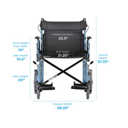 Nova Medical Heavy Duty Bariatric Transport Folding Chairs - Extra Wide 22" Seat - Senior.com Transport Chairs