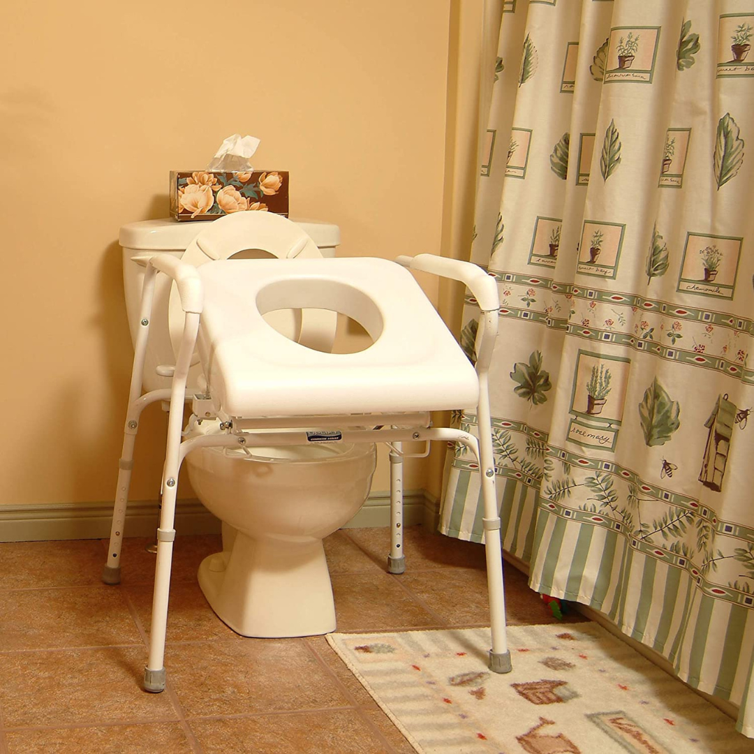 Carex Commode Seat Riser - Auto Toilet Lift Commode Chair - Senior.com Commodes