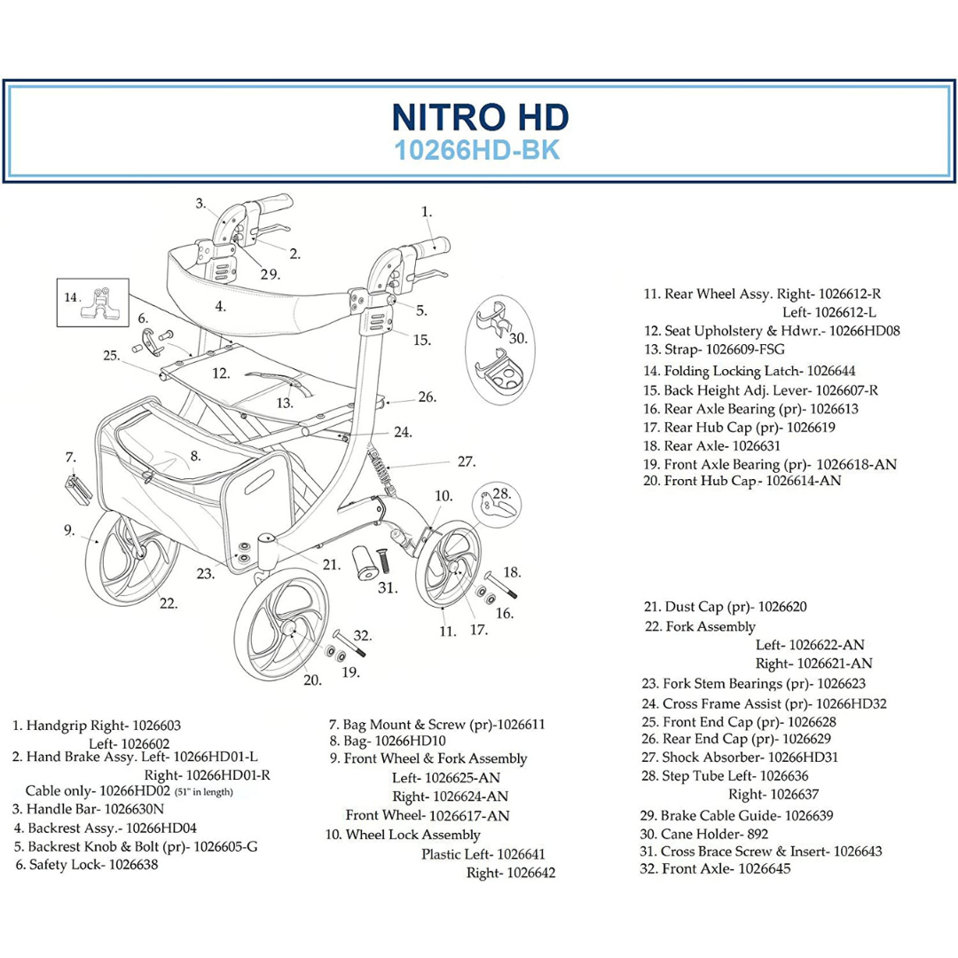 Drive Medical Heavy Duty Bariatric Nitro Euro Style Walker Rollator - Senior.com Rollators