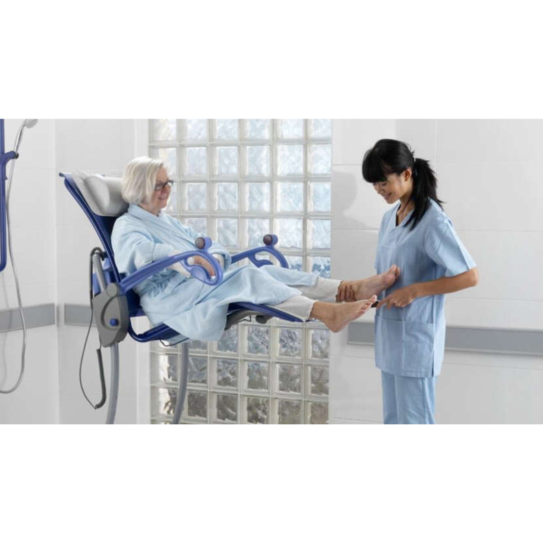 Arjo Carino Mobile Hygiene & Bathing Chair PH403979 - Height Adjustable Shower Chair - Senior.com Shower Chairs