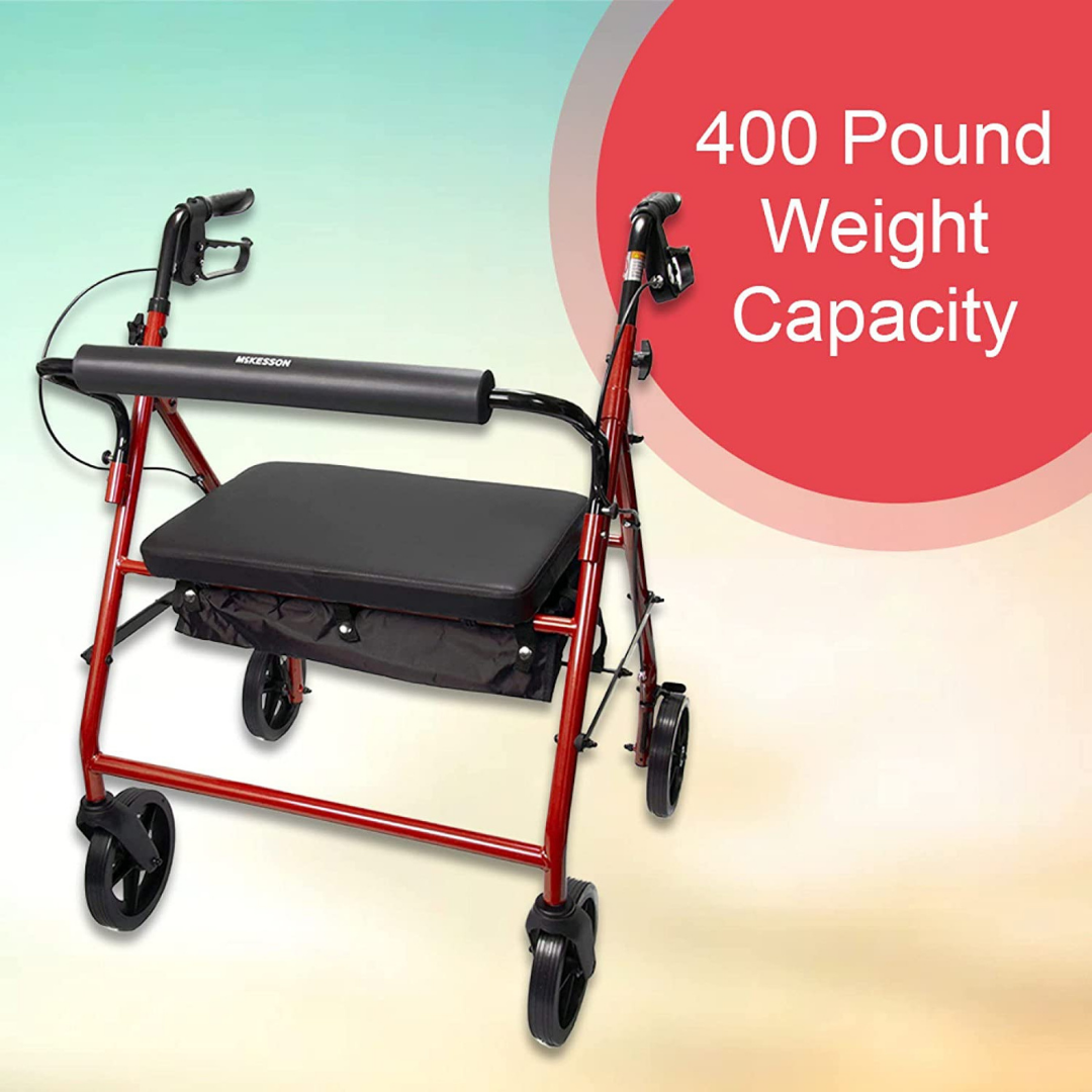 Mckesson Bariatric Rollator Walker with Seat and 8" Wheels - Senior.com Rollators