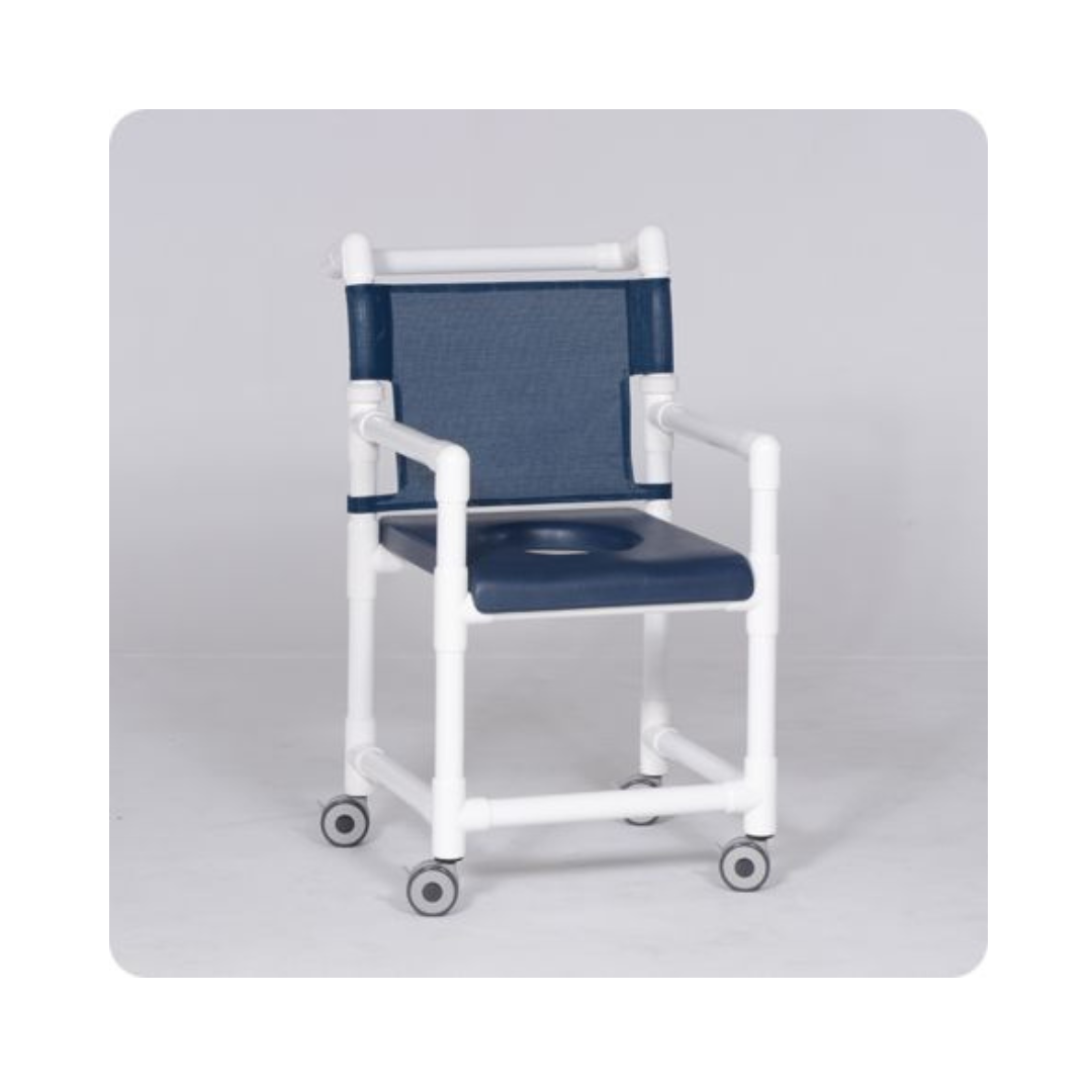 IPU Deluxe Rolling Shower Chair with Commode Opening & Closed Seat - Senior.com PVC Shower Chairs