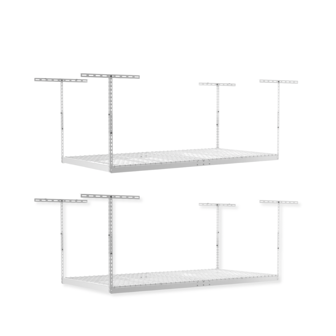 SafeRacks 18 x 48 Wall Shelves, 2 Pack with Accessory Hooks, Hammertone