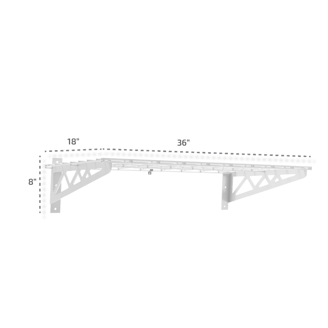 MonsterRax 18″ x 36″ Wall Shelves - Two Pack with Hooks - 500 lb Cap - Senior.com Wall Racks